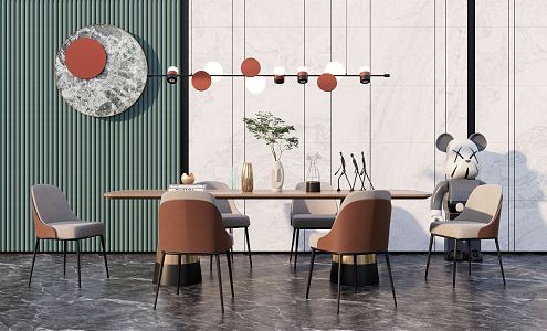 Modern Dining Table and Chair Combination 3d model