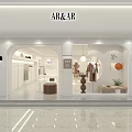 AR&AR Clothing Store White Curved Design With Display Racks Sofa Bags Mirrors And Pendant Lights