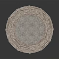 Cartoon Style Circular Arena Scene With Red Brick Walls Wooden Stands And Gray Floor
