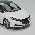 White Electric Hatchback With Black Roof Sleek Body And Modern LED Headlights