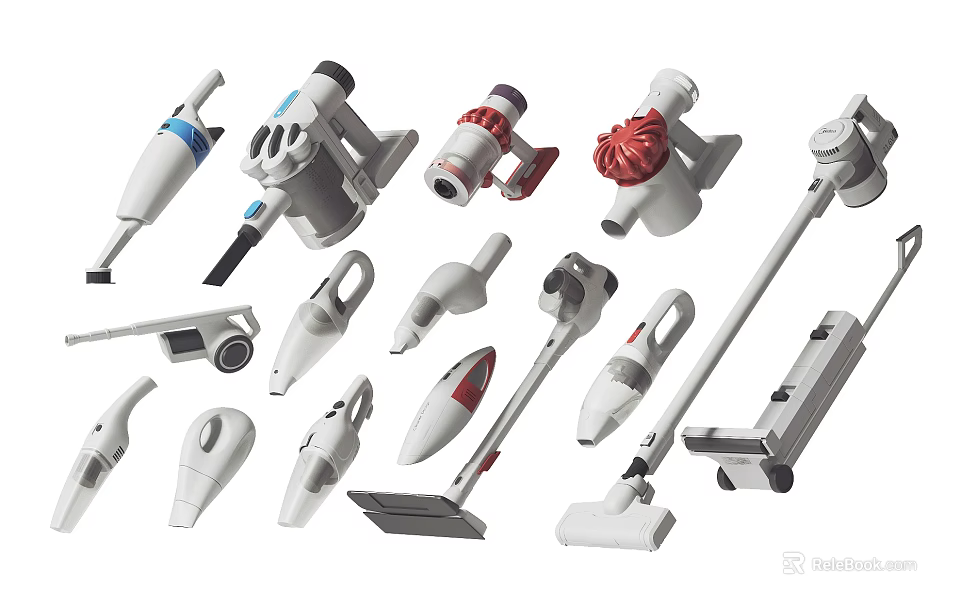 Smart Vacuum Cleaning Machines With Various Attachments Multiple Designs And Handheld Models 3d model 