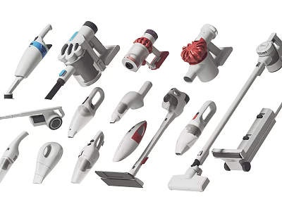 Smart Vacuum Cleaning Machines With Various Attachments Multiple Designs And Handheld Models 3d model