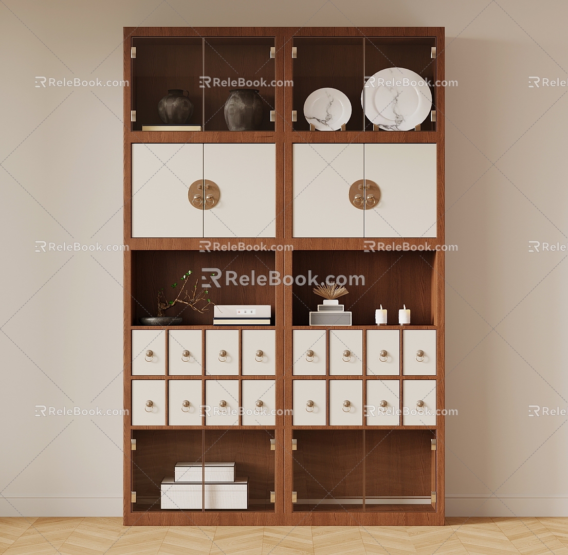 New Chinese Style Tea Cabinet Tea Set Display Cabinet Tea Room Cabinet Display Cabinet 3d model