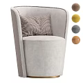 Elegant Light Gray Single Sofa With Striped Armrest Checkered Pillow And Decorative Balls 3d model