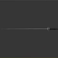 Classic Sword Weapon With Metal Blade Black Handle And Crossguard On Gray Background