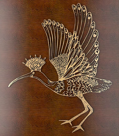 Artistic Intricate Bird Carving Design On Wooden Surface With Detailed Feathers 3d model