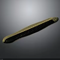 Golden Yellow Millipede With Elongated Segmented Body On Dark Gradient Background