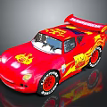 Red Cartoon Race Car With Flame Decals Number 95 And RUST-EZE Logo