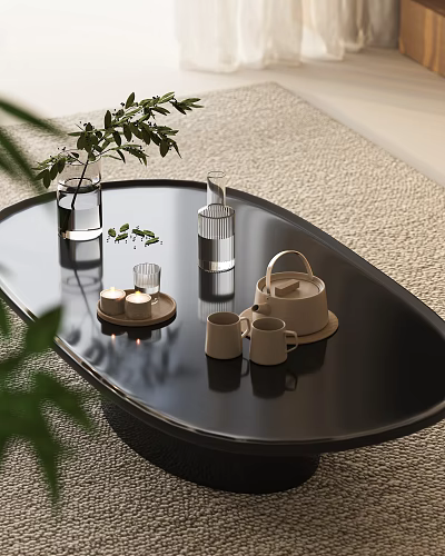 Elegant Modern Decorative Ornament Set With Ceramic Cups Glass Vase Candle Holders For Coffee Table 3d model