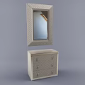 Modern Entryway Side Cabinet With Textured Design Multiple Drawers And Hanging Mirror 3d model