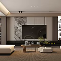 Modern Living Room Interior Design With TV Wall Decorative Painting Coffee Table And Sofa
