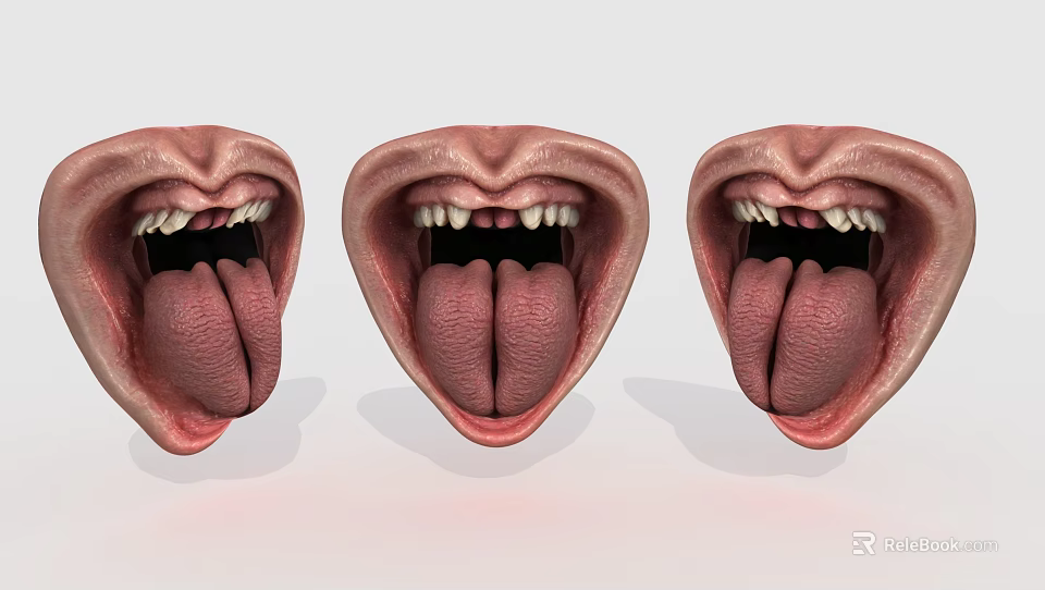 Artistic Mouth Figurine Ornament Set Featuring Three Different Expressions And Realistic Details 3d model 