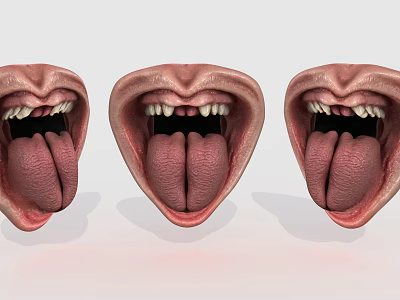 Artistic Mouth Figurine Ornament Set Featuring Three Different Expressions And Realistic Details 3d model