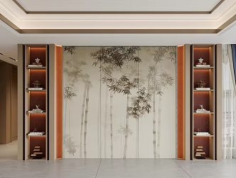 New Chinese sofa background wall 3d model