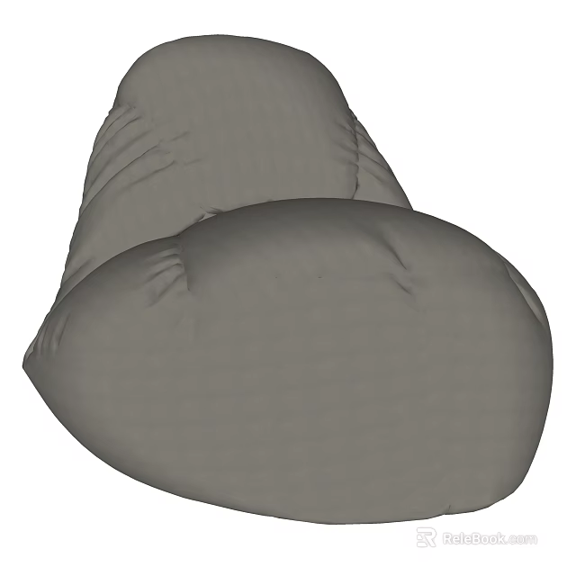Gray Soft Bean Bag Chair With Plush Comfortable Seating Design 3d model 
