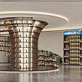 Tobacco And Liquor Store Interior With Curved Display Shelves