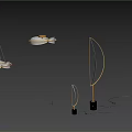 Sleek Modern Lighting Combinations With Gold Accents White Shades Floor Lamp And Ceiling Pendant
