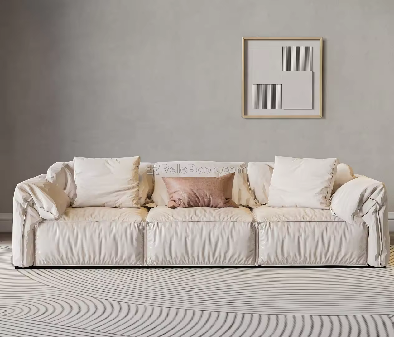 Baxter Modern Double Sofa Modern Multiplayer Sofa Living Room Sofa with Elephant Ears 3d model