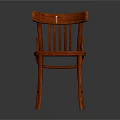 Red Wooden Leisure Chair With Vertical Slat Back Sturdy Legs And Smooth Surface