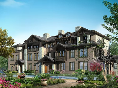 Semi Detached Villa Exterior Design With Landscaped Garden And Architectural Features 3d model