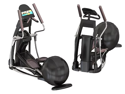 Dual Elliptical Fitness Equipment With Digital Display And Black Gray Design For Home Gym Workout 3d model