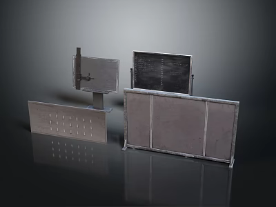 Industrial Metal Structural Components With Flat Panels Frames And Mounting Brackets 3d model