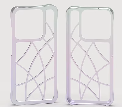 Stylish Transparent Phone Case With Geometric Lattice Gradient Pastel Design 3d model