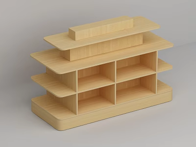 Wooden Display Shelf With Multiple Tiers Open Design For Retail Product Storage 3d model