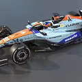 Orange And Gray Formula 1 Car Featuring ATLASSIAN Sponsors And Racing Tires