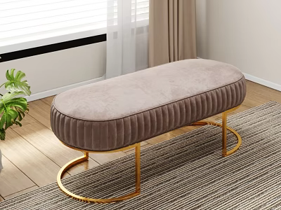 Modern Light Brown Velvet Sofa Bench With Gold Metal Round Legs For Room Decor 3d model