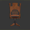 Classic Wooden High Back Chair With Armrests Red Upholstered Seat And Wheeled Base