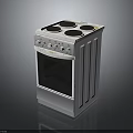 Practical White Home Stove With Four Burners Oven And Control Knobs 3d model