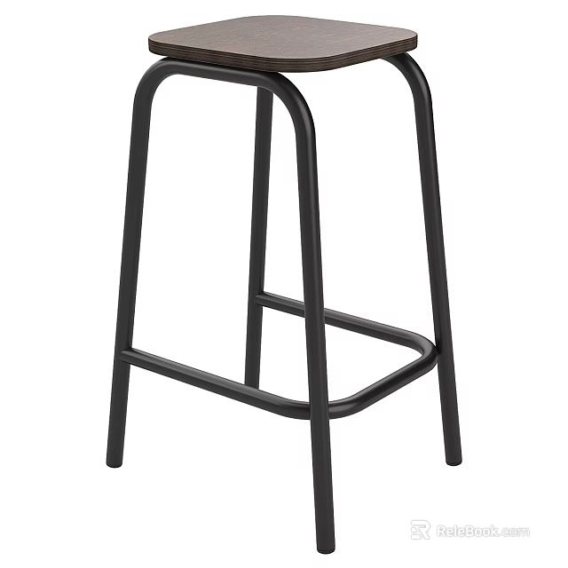 Black Metal Frame Bar Stool With Sleek Design And Sturdy Construction For Kitchen Counter 3d model 