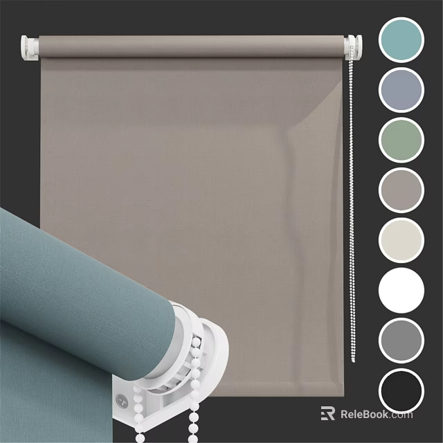 Modern Fabric Roller Blinds With Various Color Options For Window Covering 3d model 