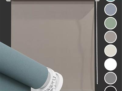 Modern Fabric Roller Blinds With Various Color Options For Window Covering 3d model