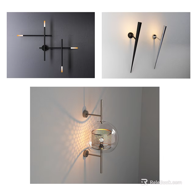 Modern Wall Lamps In Various Stylish Designs For Home Decor Lighting Effects 3d model 