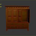 Wooden Entryway Side Cabinet With Open Door Multiple Drawers And Storage Space