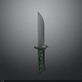 Outdoor Tactical Knife Featuring Silver Serrated Blade And Green Ergonomic Handle