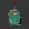 Retro Vintage Headphone Speaker With Green Silver Design Red Button And Digital