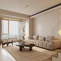 Cozy Modern Living Dining Room Interior With Sofa Coffee Table Floor Lamp And Large Window