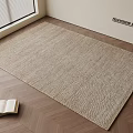 Light Colored Square Rug in Modern Interior with Herringbone Floor and Open Book 3d model