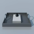 Swing Door Components with Gray Tray Black Knob White Block and Silver Ring Handles