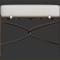 Modern Ottoman With White Upholstered Cushion And Metal Crossed Legs Design