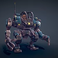 Smart Machine Quadruped Robot With Blue Gray Body Cockpit And Yellow Details