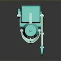 Cartoon Style Teal Robot 3D Game Movie Character With Question Mark Symbol And Square Body