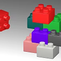 Colorful Building Blocks With Various Colored Stacked Square Bricks In Different Shades 3d model