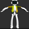Game and Movie Robot Character 3D Model with White Body and Black Jacket