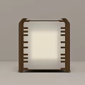 Modern Cube Shaped Table Lamp With Brown Frame And White Lampshade Design