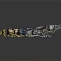 Layered Rocky Cliff Structure With Colorful Geological Strata And Reflection