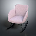 Light Pink Fabric Rocking Chair with Curved Backrest Armrests Black Rocking Legs Modern Minimalist Design
